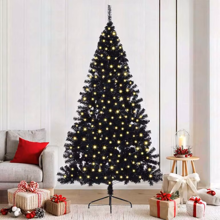 Maison Exclusive - Albero di Natale artificiale preilluminato Nero 210 cm PVC