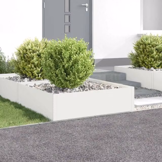 Bordura per Prato 4 pz 100 x 100 x 35 cm Acciaio Bianco 8008976