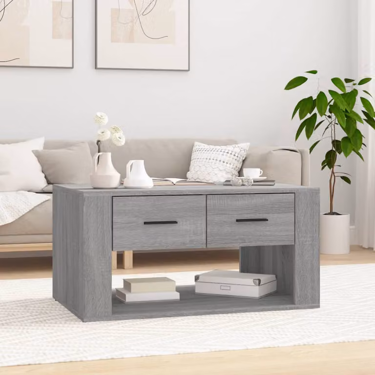 vidaXL Tavolino da Salotto Moderno in Legno Grigio L: 80 cm, P: 50 cm, H: 40 cm