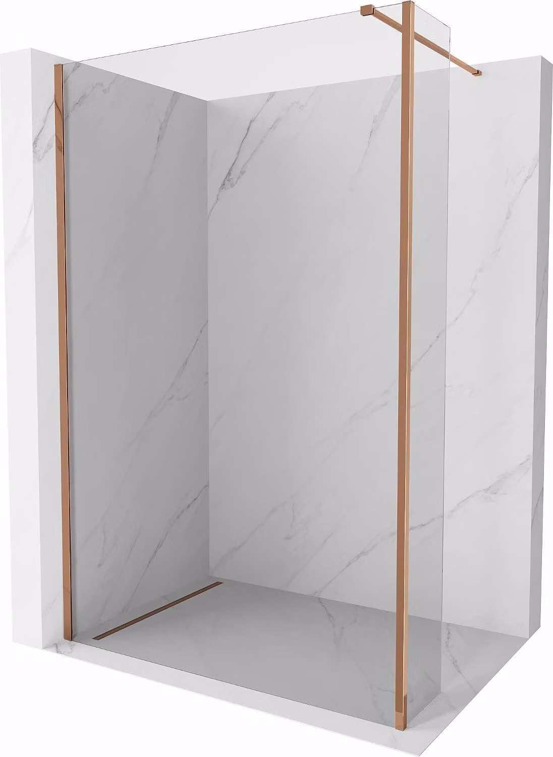 Mexen Kioto parete doccia Walk-in 100 x 40 cm, trasparente, oro rosa - 800-100-212-60-00-040