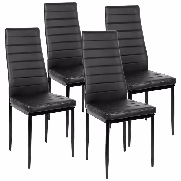 Set di 4 sedie da pranzo, imbottite in ecopelle