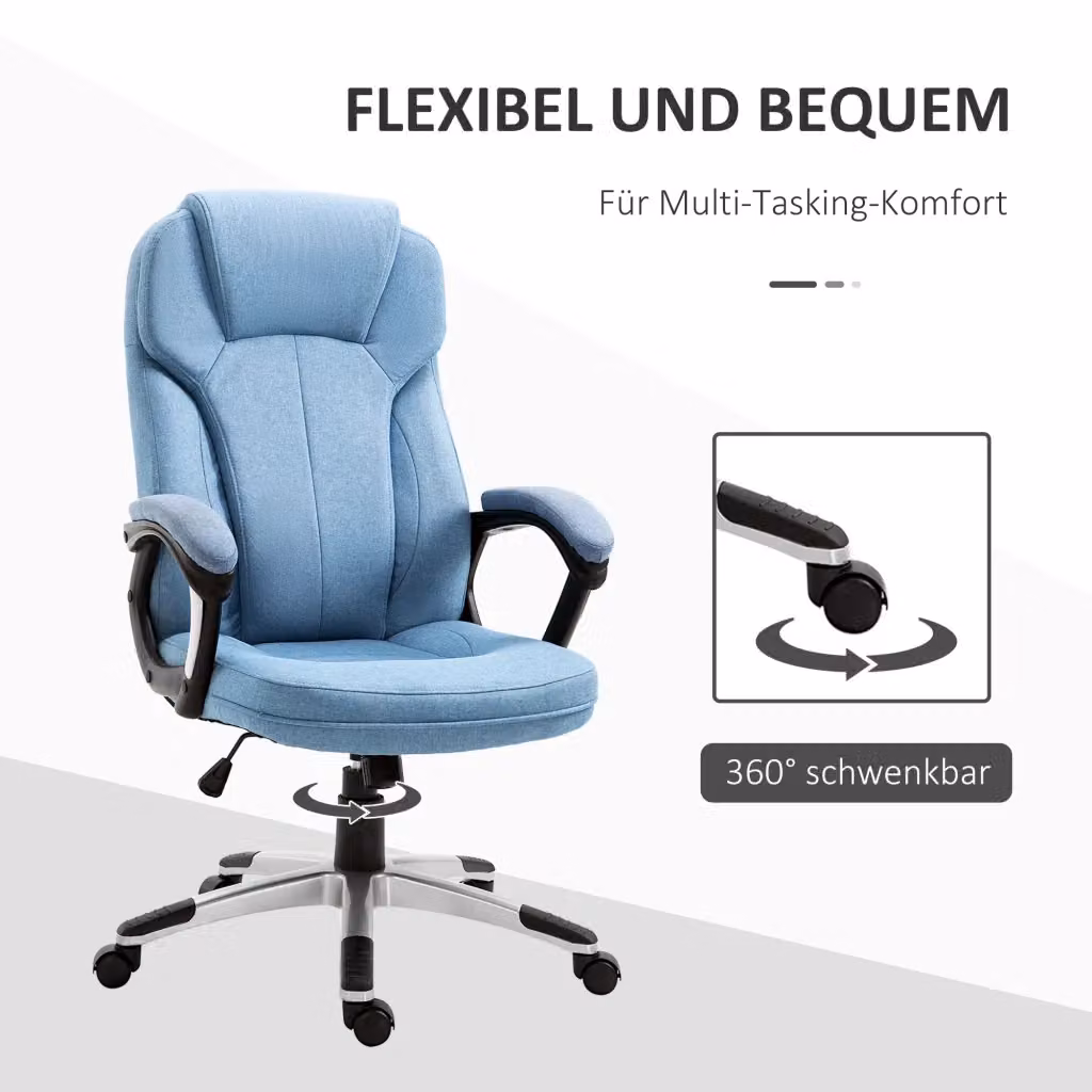 Sedia da ufficio ergonomica girevole REDOM in tessuto blu con braccioli e ruote L/P/H: 66 x 75 x 110-120 cm – 2
