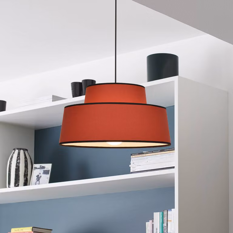 COREP Lampada a sospensione Mallorca, dimmerabile, Terracotta, Soggiorno / Sala da pranzo, Tessuto / Stoffa / Seta, Lampada a sospensione