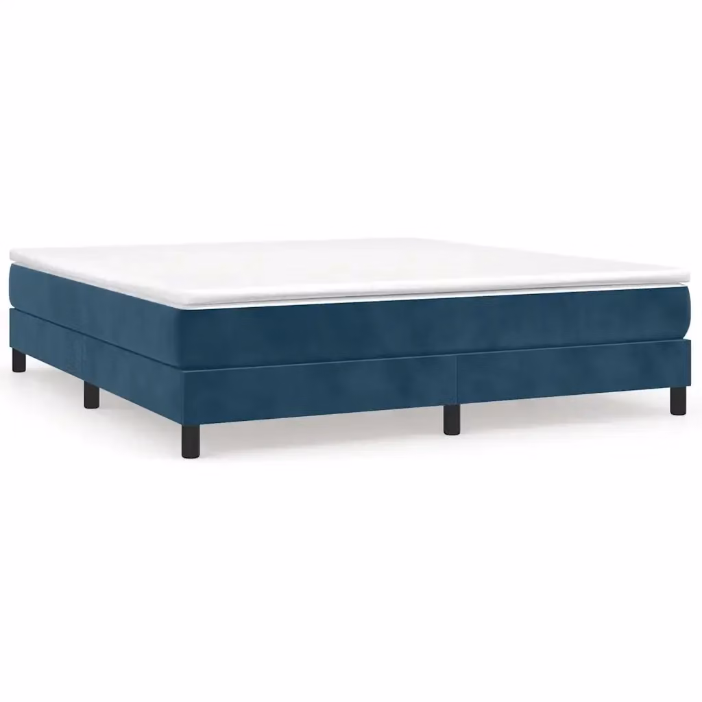 Struttura Letto a Rete con Giroletto in Velluto Blu, L/P/H: 180 x 200 x 25 cm – 2