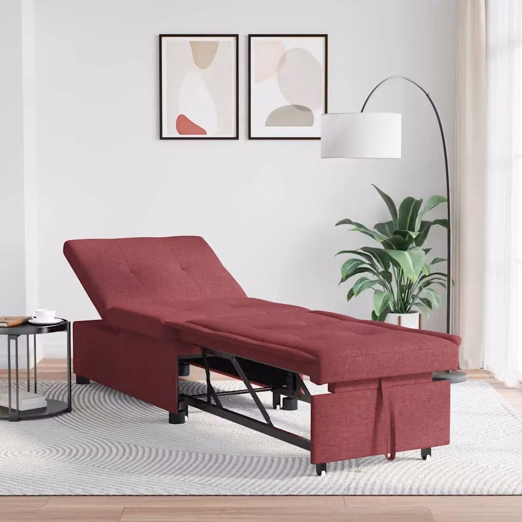 Divano Letto Estraibile vidaXL in Tessuto Rosso, L: 194 cm, P: 50 cm, H: 82 cm