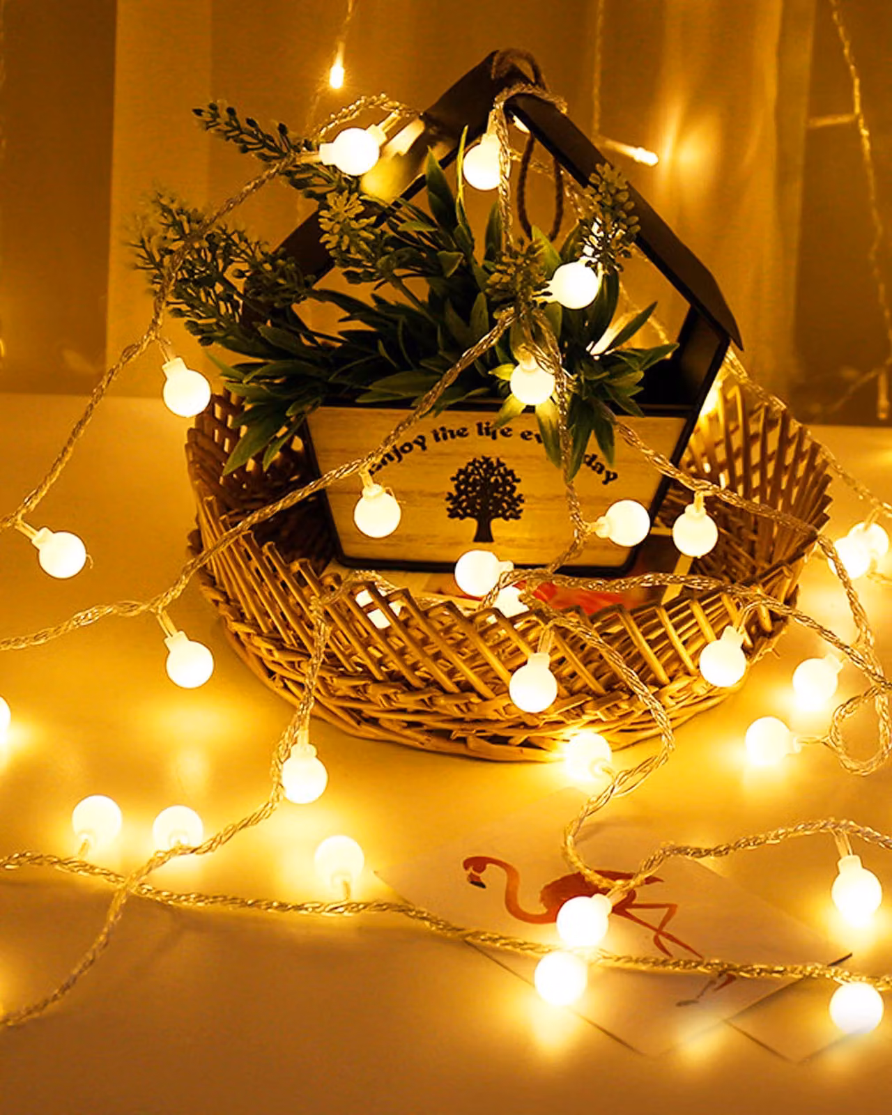 Catena luminosa a LED, 6 metri, 40 LED bianco caldo, impermeabile, alimentazione USB