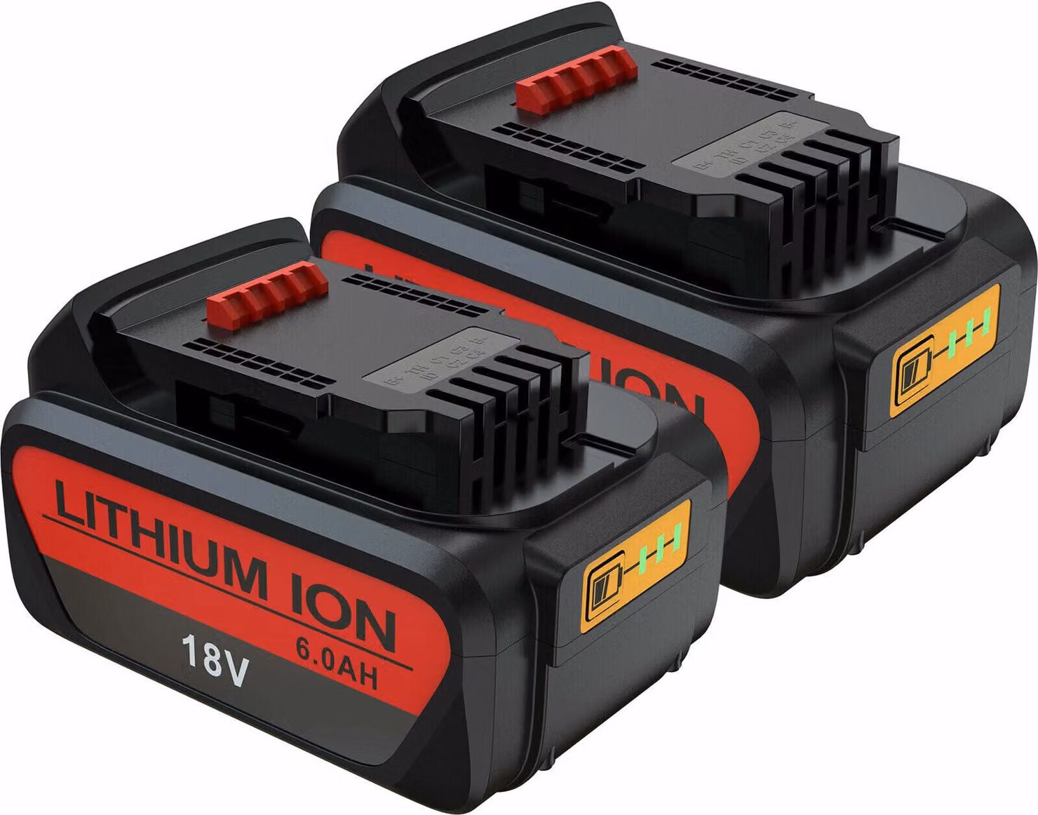 2-Pack 18V 6.0Ah Batteria ricaricabile agli ioni di litio Batterie di ricambio per utensili Batterie ricaricabili per utensili Dewalt DCB200 DCB184 DCB182 DCB180 DCB181 DCB201 DCB204 XR Slide COMBI