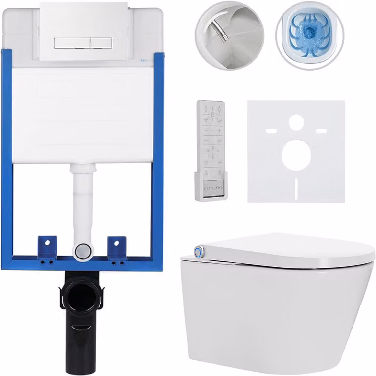Set completo per WC Profi/Cronus Premium - bianco lucido - pulsante per WC modello Slim/bianco - da incasso - 59,3x38,4 cm
