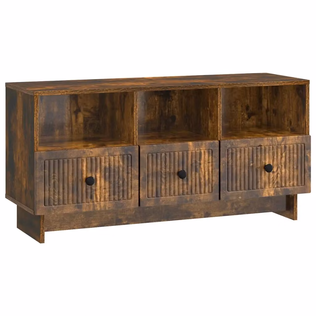 Mobile TV moderno in legno ingegnerizzato Rovere Fumo, L: 102 cm, P: 34,5 cm, H: 50 cm – 2