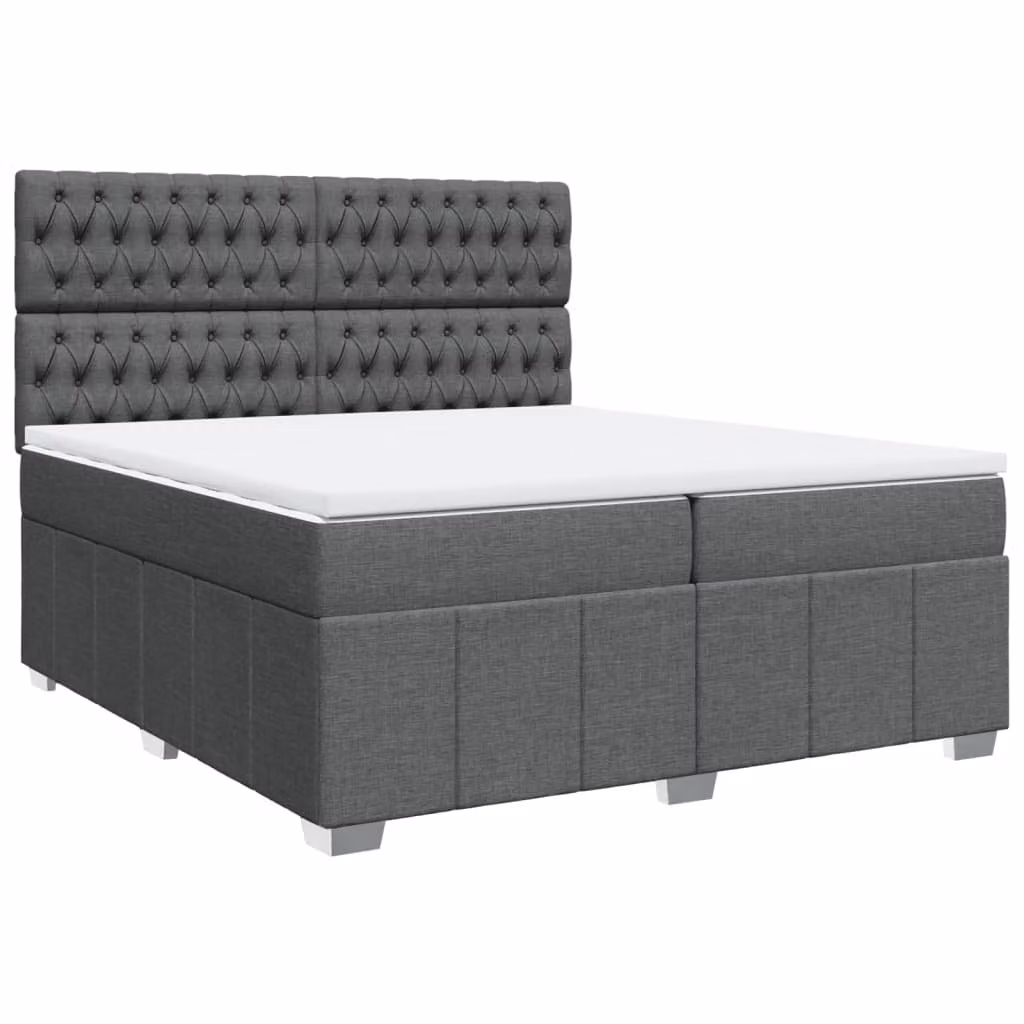 Giroletto a Molle con Materasso Grigio Scuro 200x200 cm Tessuto