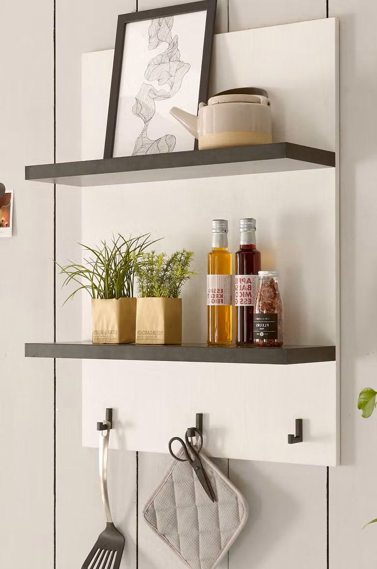 Mensola da cucina "Stove" in pino bianco antracite Mensola da parete per cucina 60 x 84