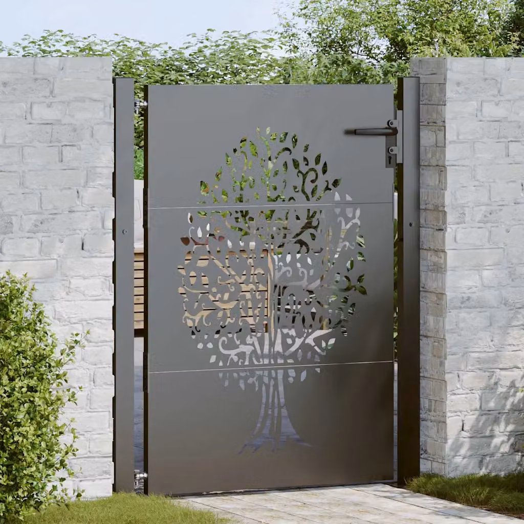 Cancello singolo da giardino vidaXL in acciaio nero L: 110 cm, H: 155 cm – 1
