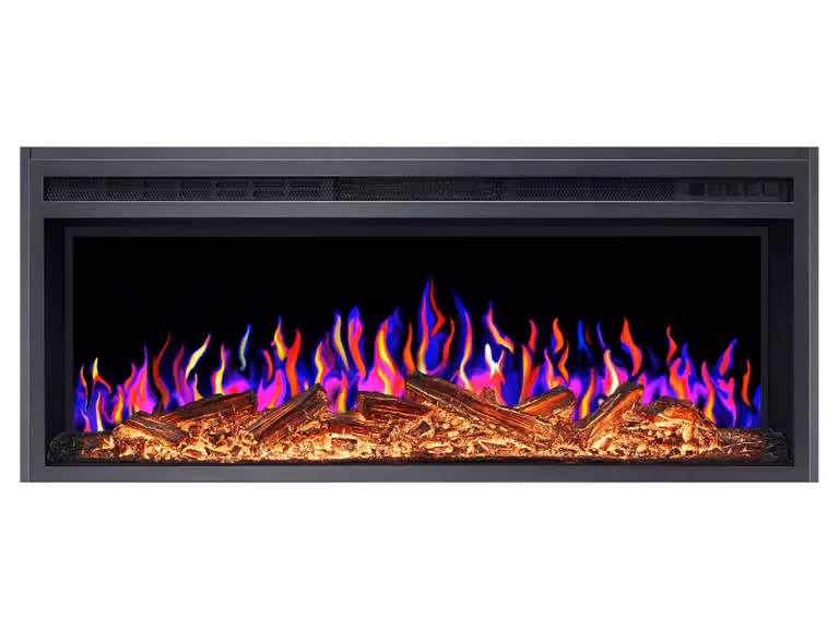 ArtiFlame AF38 Multicolor: camino elettrico da incasso con funzione riscaldante da 1600 W, effetto fiamma 3D realistico, illuminazione a LED, telecomando, colore nero