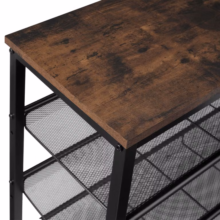 Scarpiera Wolverhampton Tectake in stile industriale color marrone con ripiani interni L: 75,5 cm, P: 30,5 cm, H: 69,5 cm