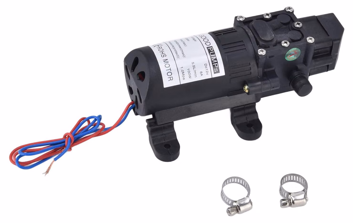 Pompe a membrana da 12 V, 100 W, con portata di 5,5 l/min, autoadescanti e dotate di pressostato