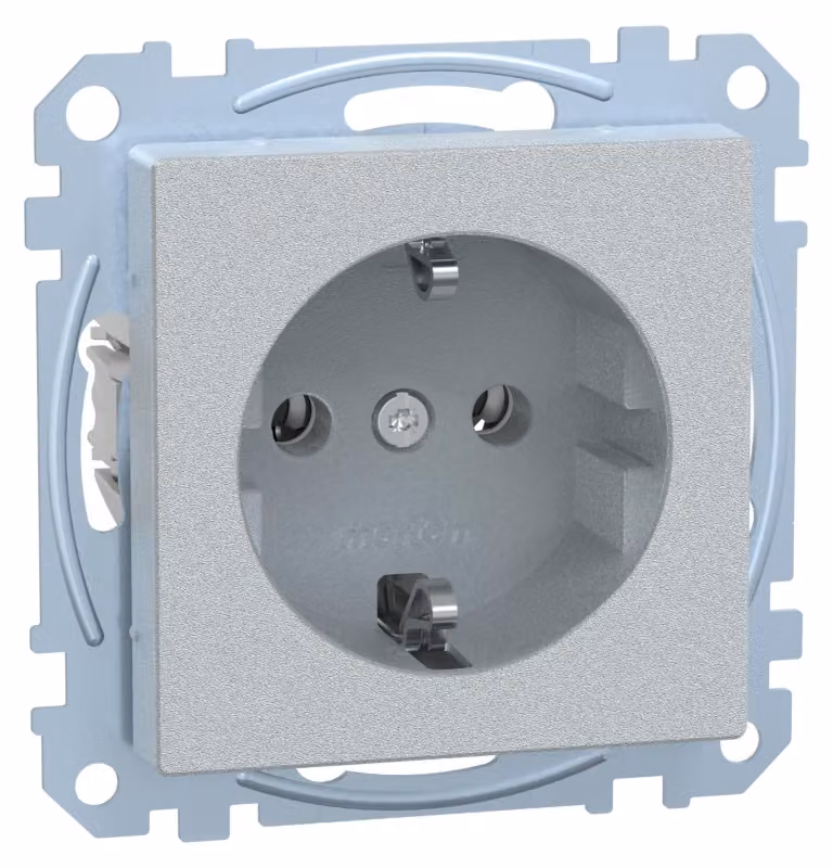 Presa Merten SCHUKO in alluminio con terminale a spina MEG2301-0460