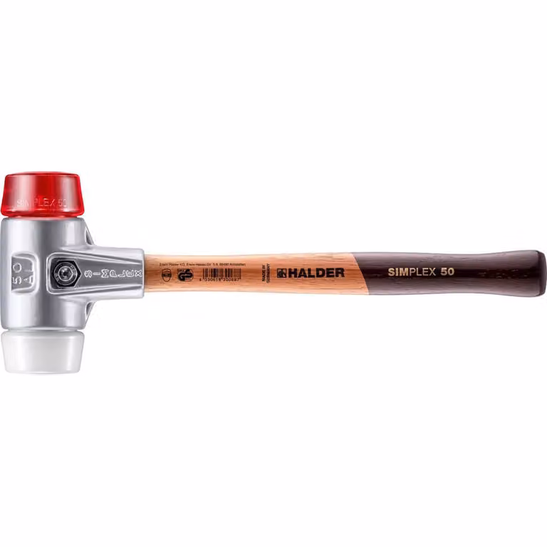 Mazza SIMPLEX soft-face con alloggiamento in alluminio e manico in legno, Ø 50, plastica / superplastica