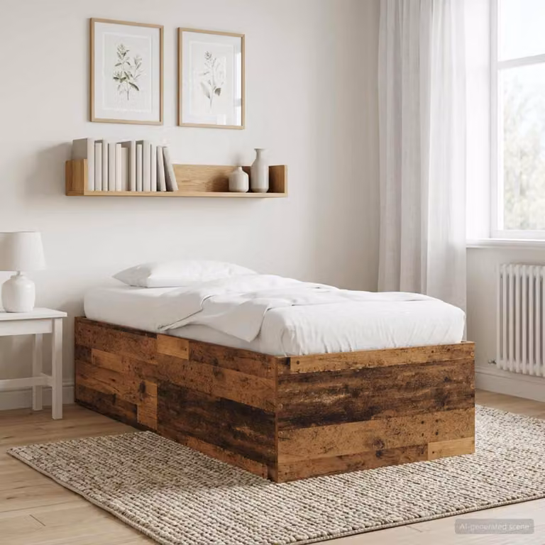 Struttura letto a pavimento vidaXL in legno marrone con doghe fisse L/P/H: 200 x 80 x 45 cm