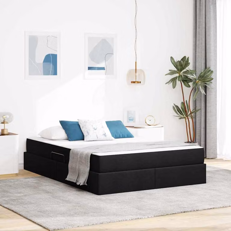 Letto con contenitore e materasso vidaXL Nero L: 140 cm, P: 190 cm, H: 194 cm