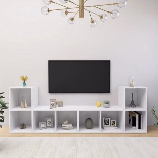Mobili Porta TV 4 pz-Set di 4 Credenza per TV Bianco 72x35x36,5 cm in Legno Multistrato