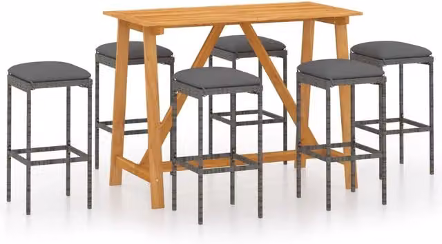 Set da bar da giardino con cuscini 7 pz grigio 02_0013465