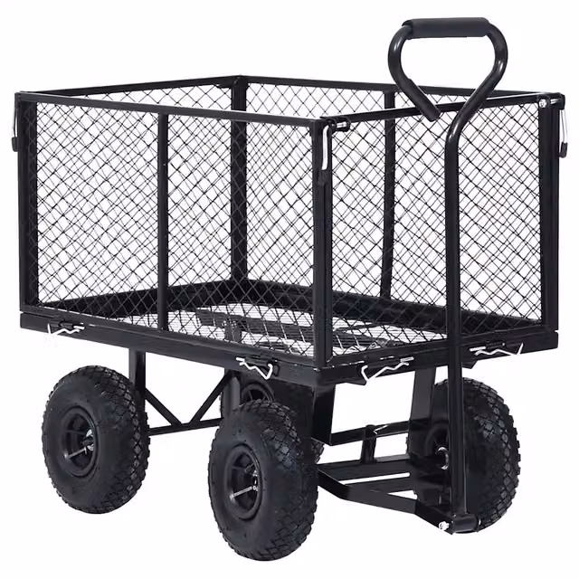 Carrello a mano da giardino nero in acciaio e gomma con portata 350 kg CFW2347996