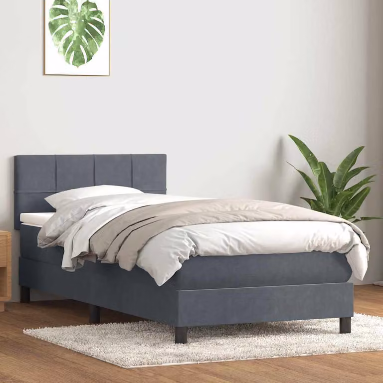 Maison Exclusive - Giroletto a Molle con Materasso Grigio Scuro 80x220 cm Velluto