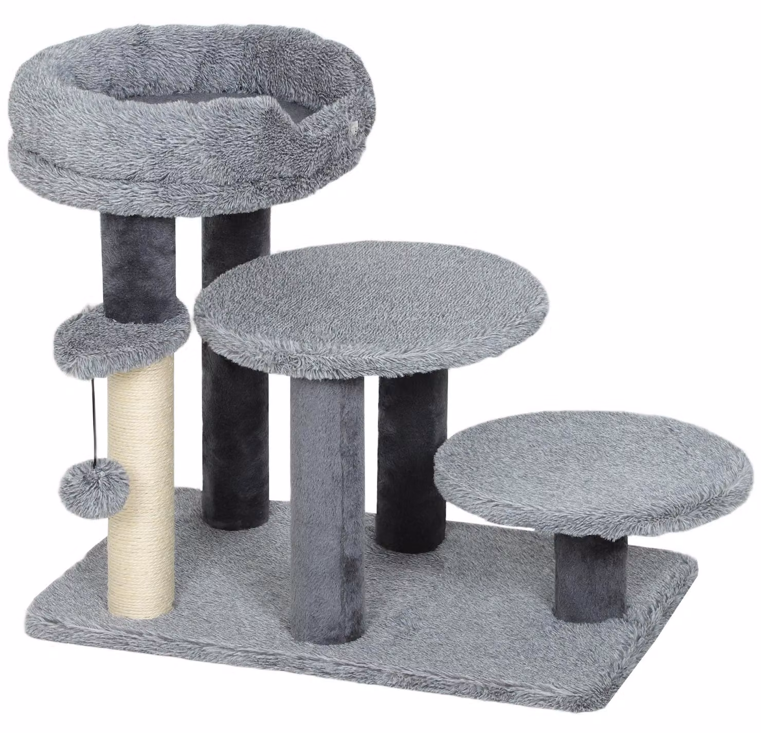 Scala per gatti con tiragraffi e cesta per gatti | Colore: Grigio | Dimensioni: 40x60x56 cm
