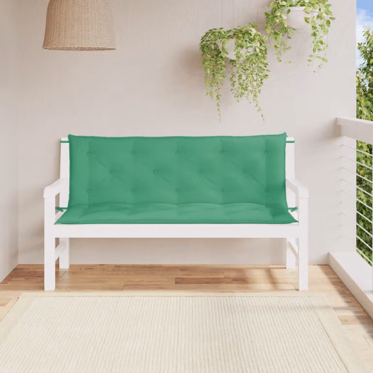 Set di 2 cuscini per panca vidaXL verdi in tessuto Oxford impermeabile e traspirante L/P/H: 150 x 50 x 7 cm
