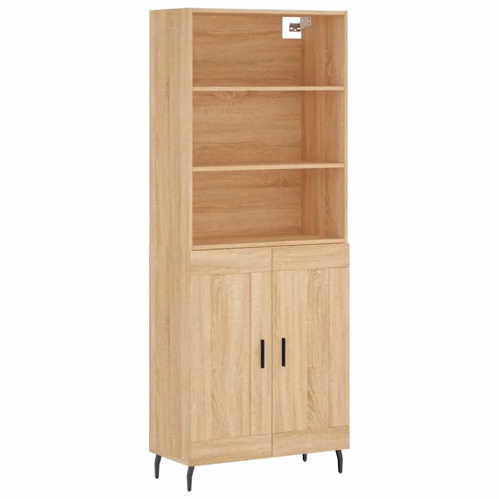 Credenza moderna vidaXL in legno e metallo, colore beige e marrone, L: 69,5 cm, P: 34 cm, H: 180 cm – 2
