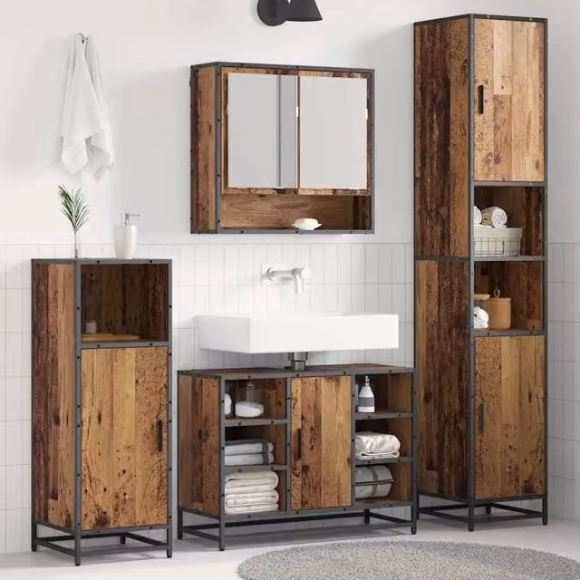 Set di mobili per il bagno 3 pz Legno vecchio 3402480