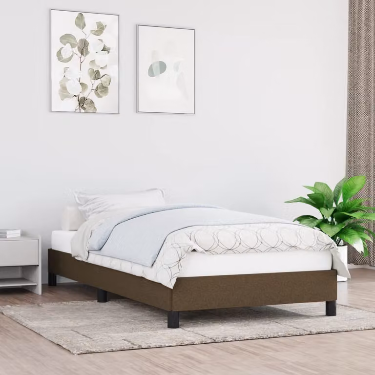 The Living Store Struttura letto in tessuto marrone scuro 90x190 cm