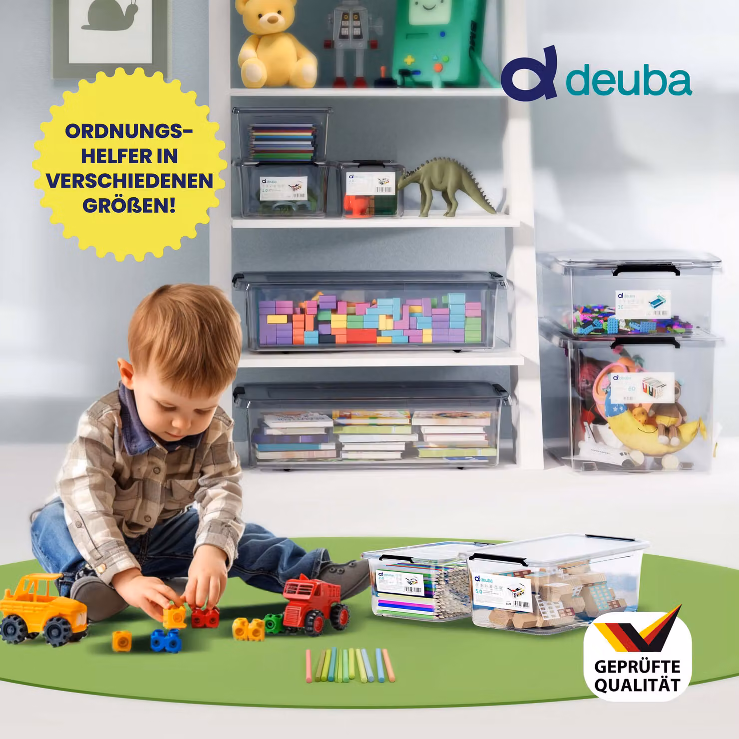 Set di 6 scatole portaoggetti DEUBA in plastica trasparente con coperchio a scatto, impilabili e lavabili in lavastoviglie, L/P/H: 20 x 15 x 12 cm – 2