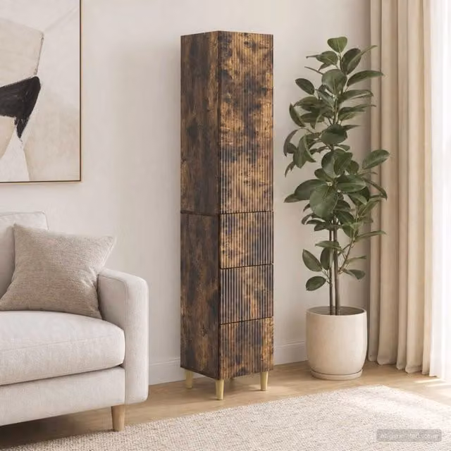 Set di 2 armadi moderni vidaXL in legno MDF marrone opaco con ante a battente, ripiani e cassetti interni, da appendere a parete L/P/H: 90 x 34,5 x 33 cm – 1