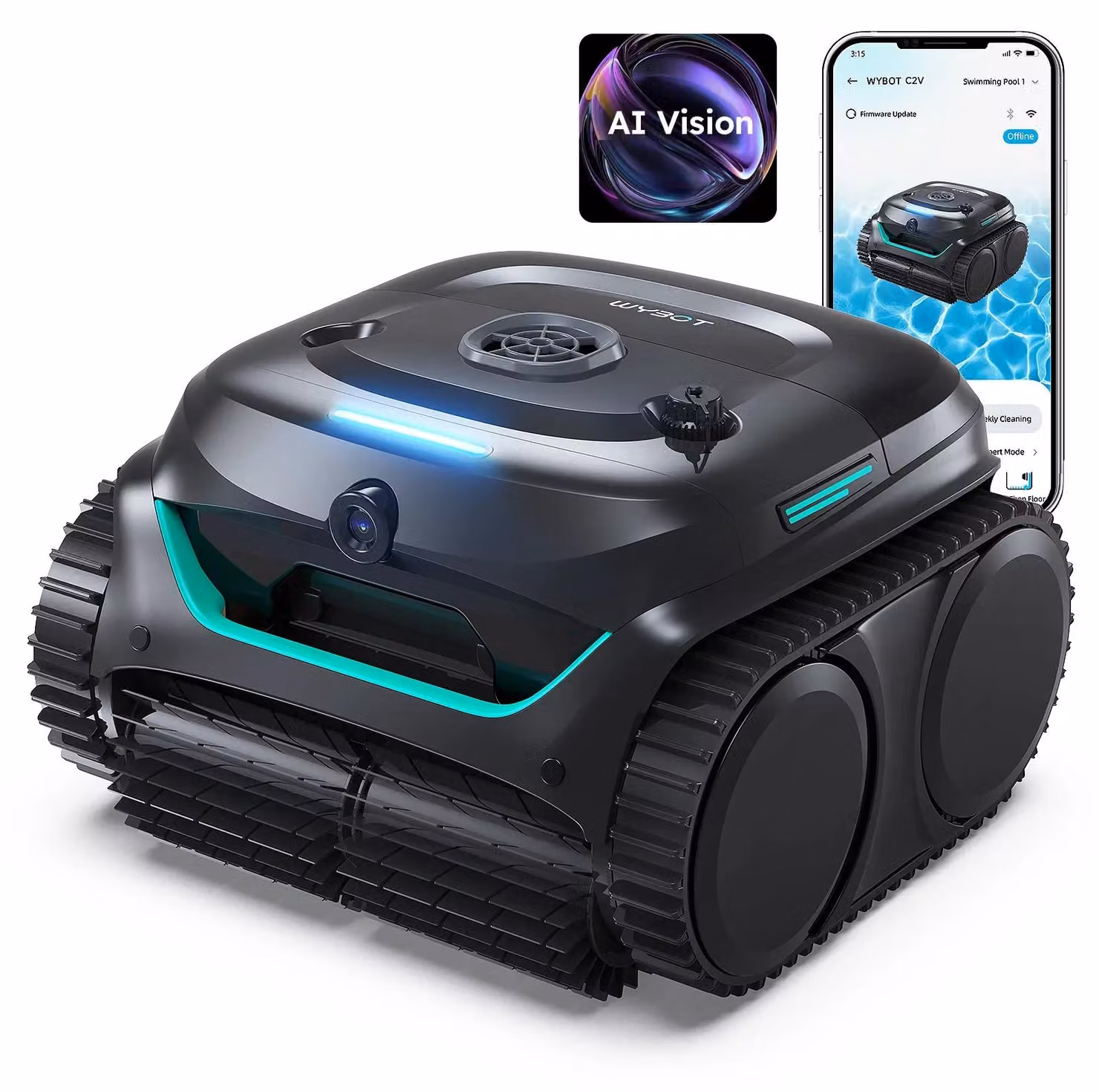 Aspirapolvere robotizzato per piscine, colore nero - Potenza: 65 W - Superficie pulibile: 150-180 m²