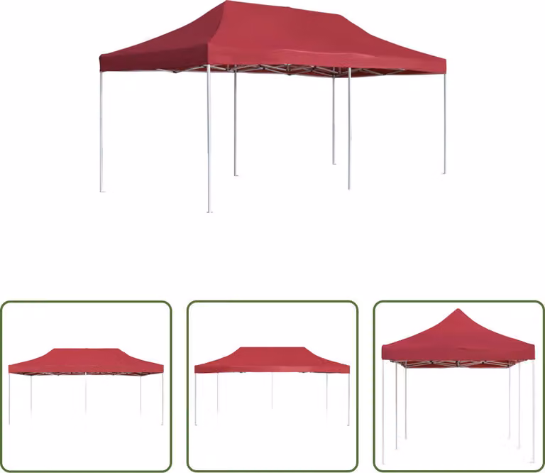 The Living Store Tenda professionale pieghevole in alluminio per feste 6×3 m rosso vino