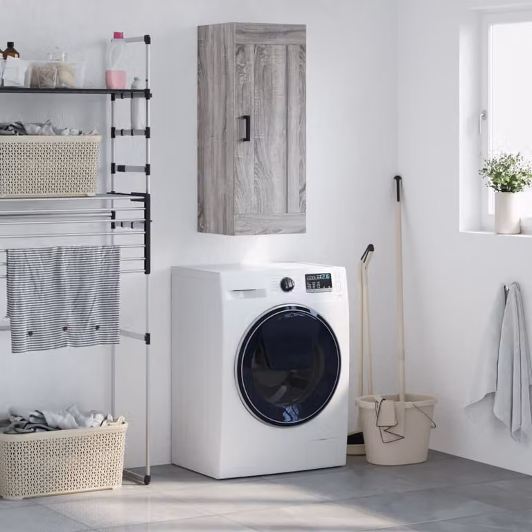 Mobile a parete vidaXL Grigio Sonoma in legno multistrato, L: 34,5 cm, P: 34 cm, H: 90 cm