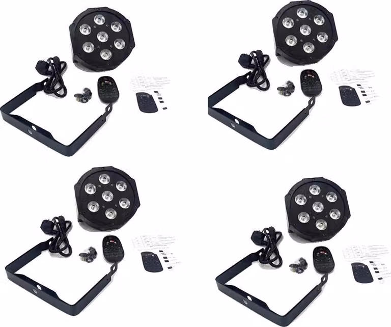Luce wash a LED, RGBWAUV, controllo DMX, 4 pezzi 7x18W senza fili, spina UE