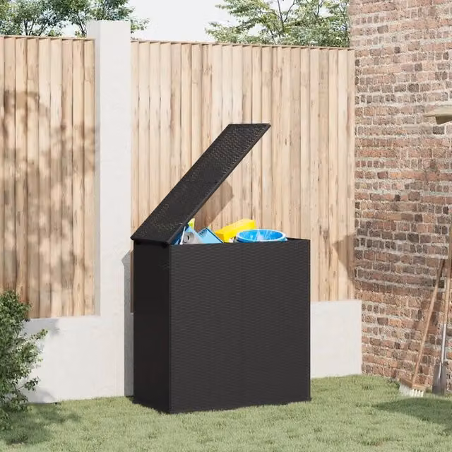 Contenitore Cuscini da Giardino Rattan PE 100x49x103,5 cm Nero 317223