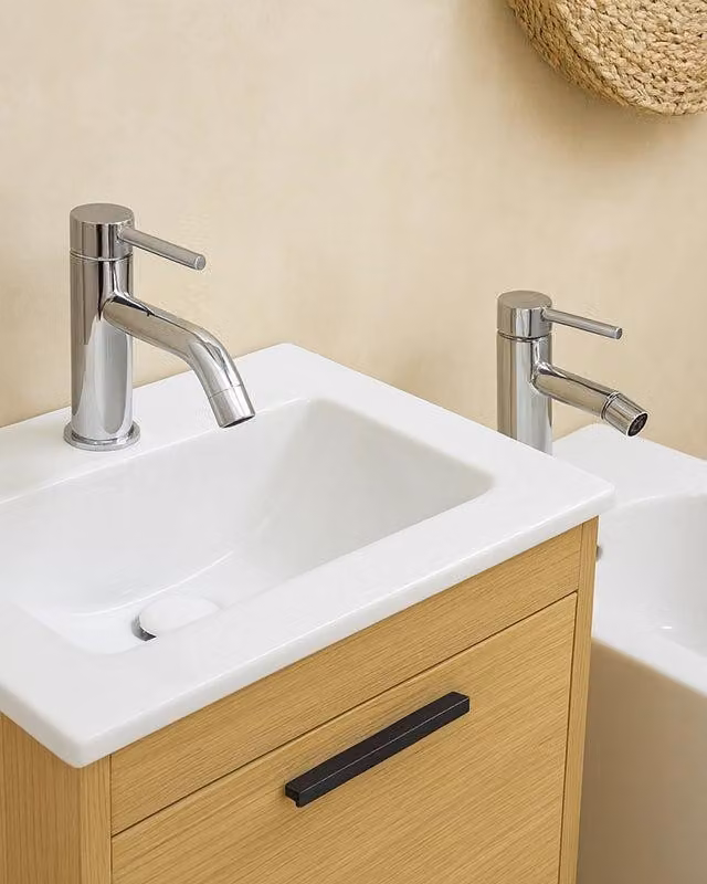 Set miscelatori Lavabo E Bidet con Piletta click clack inox cromo Athos