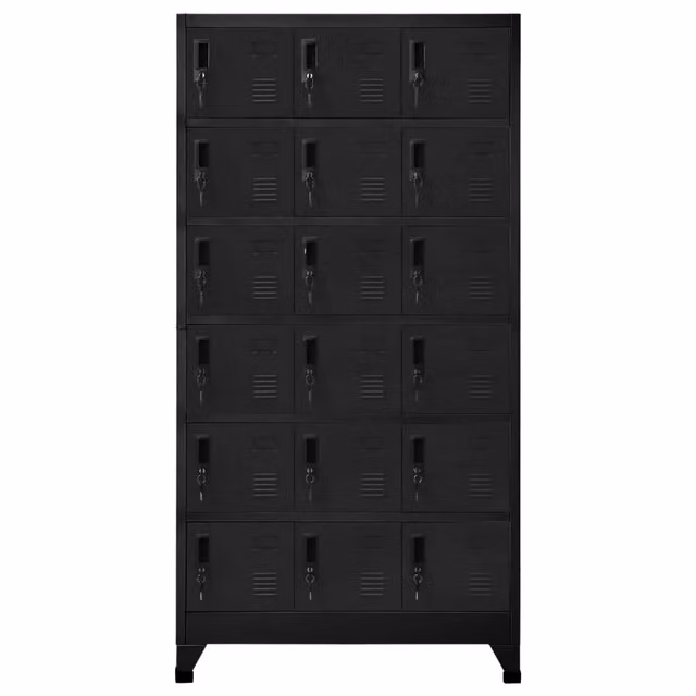 Armadietto in metallo vidaXL nero con serratura e ante a battente L: 90 cm, P: 40 cm, H: 180 cm