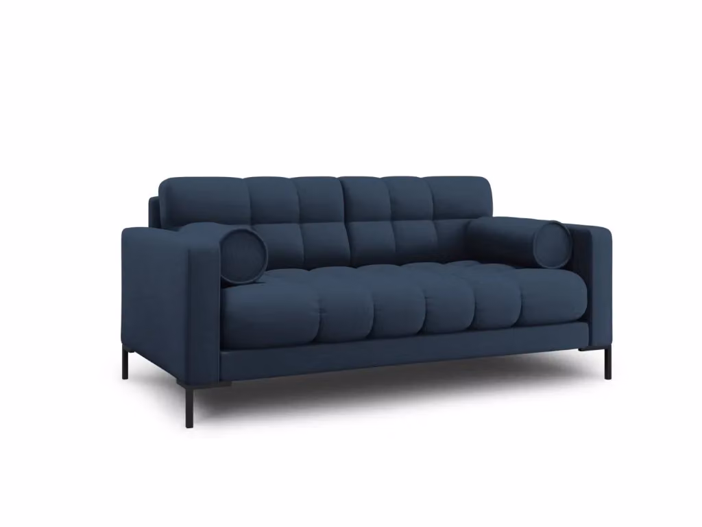 Divano 2 posti Bali di Cosmopolitan Design in tessuto blu con struttura in metallo e cuscini inclusi L: 152 cm, P: 75 cm, H: 92 cm – 2