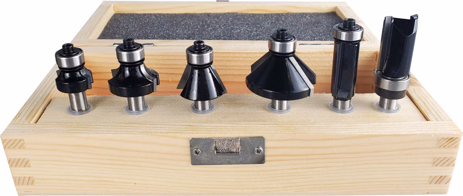 Set di frese per bordi e frese STIER, 6 pezzi, gambo da 8 mm, set di frese per frese, frese per fresa