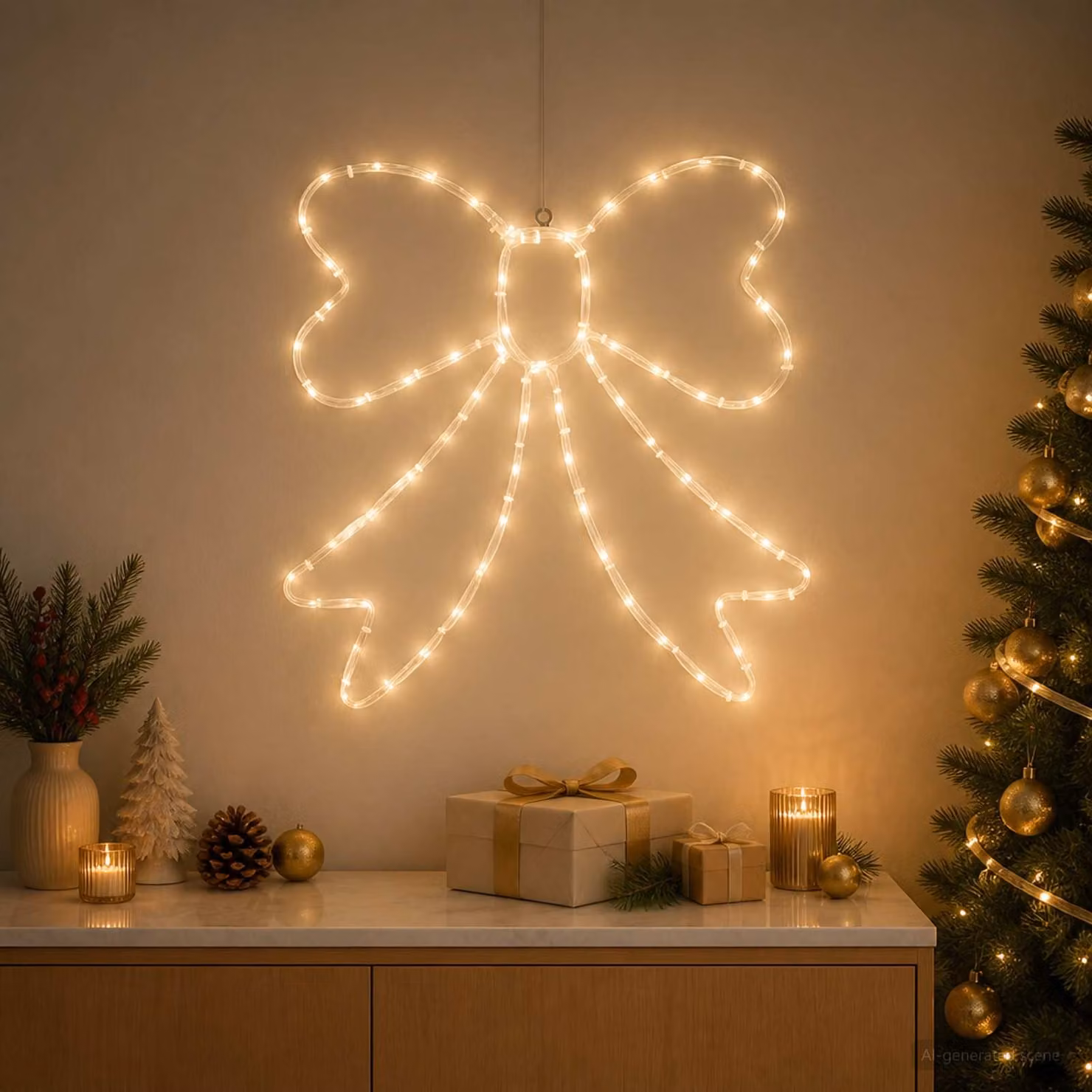 vidaXL Fiocco di Natale luminoso LED LOVIISA 70 LED Bianco caldo