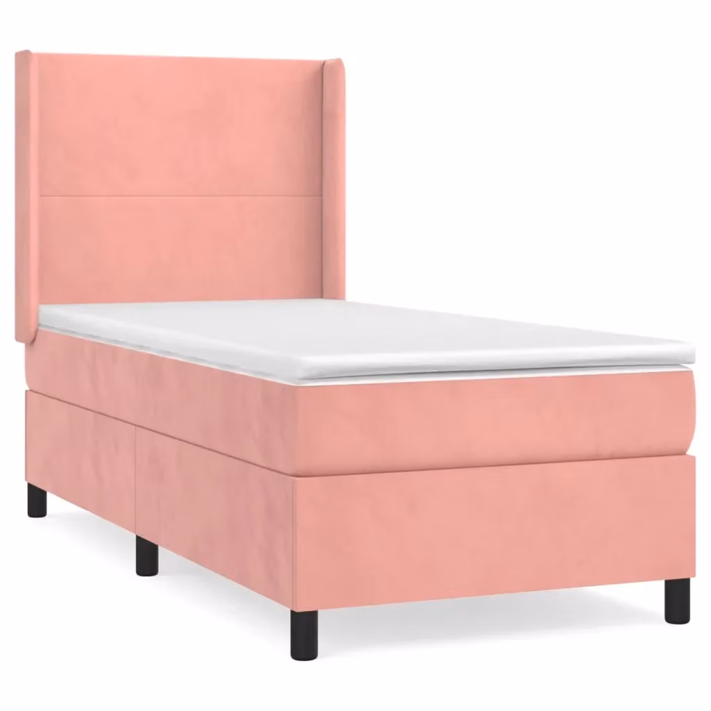 vidaXL Giroletto a Molle con Materasso in Velluto Rosa, L/P/H: 200 x 80 x 40 cm – 2