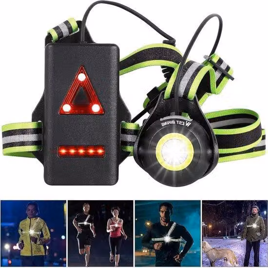 Lampada sportiva da 500 lumen - Riflesso a 360 gradi - Impermeabile - Ricaricabile tramite USB - Per il jogging e la pesca