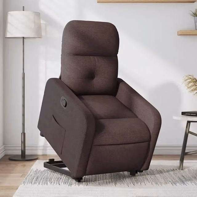 Poltrona Alzapersona Reclinabile vidaXL in Tessuto Marrone con Assistenza Elettrica per Senior – 1