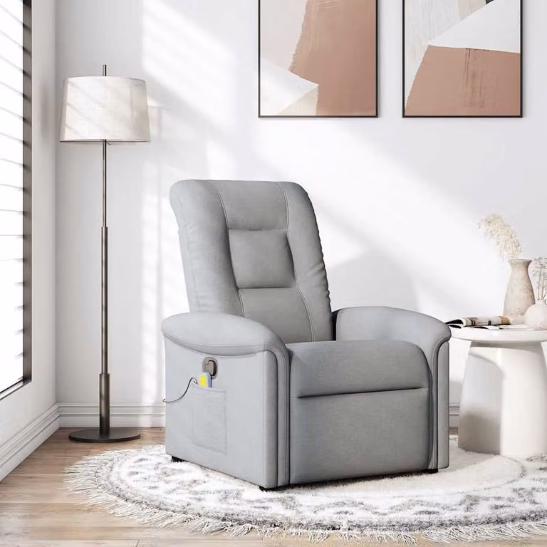 vidaXL Poltrona Relax Reclinabile Moderna in Tessuto Grigio con Braccioli