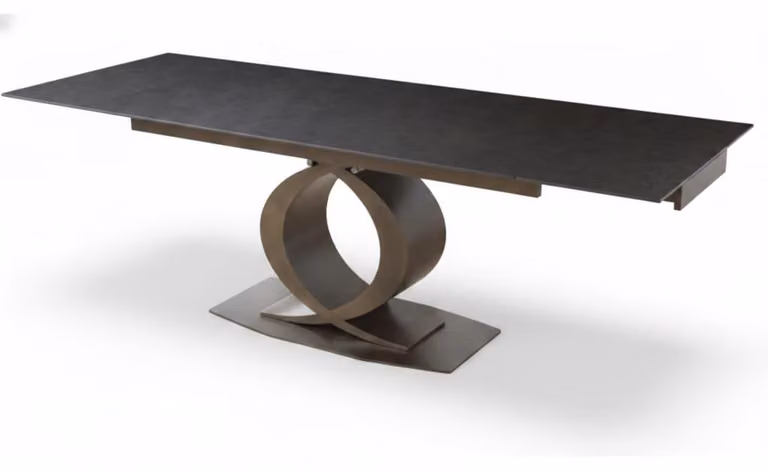 Tavolo da pranzo in metallo e Vetroceramica, design moderno, tendenza attuale, comfort, colore nero