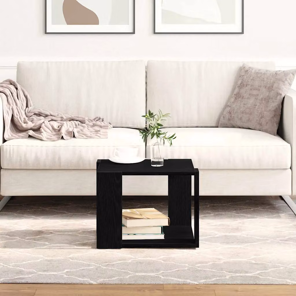 Tavolino da salotto moderno vidaXL in rovere e nero L/P/H: 40 x 40 x 30 cm